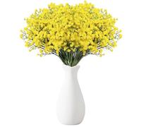 Touosy 18 Piezas Flores Artificiales Decoracion Gypsophila Ramo de Flores Plantas Artificiales con Botella para Manualidades y Álbumes Bodas Hogar Jardines Porches Ventanas (Amarillo)