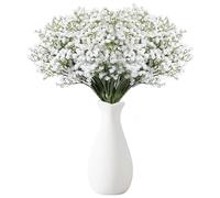 Touosy 18 Piezas Flores Artificiales Decoracion Gypsophila Ramo de Flores Plantas Artificiales con Botella para Manualidades y Álbumes Bodas Hogar Jardines Porches Ventanas (Blanco)