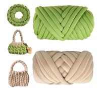 Touosy 2 Piezas Lana Gruesa para Tejer a Mano Lanas Crochet, Lana Gruesa Lanas Tejer Chunky Yarn 500g Hilo Tubular Suavepara DIY Mantas Bolsos Almohadas Nidos de Animales (Verde/Caqui)