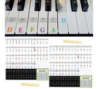 Touosy 2 Piezas Pegatinas Piano Teclado Notas Stickers para 88 76 61 54 49 37 Teclas Teclado Electrónico Teclados Piano Negro Blanco Teclas Teclados Niños Aprendizaje Principiantes