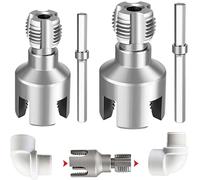 Touosy 2 Piezas Roscadora de Tubos de PVC, Machos de Roscar Acero al Carbono 2 In 1 PVC Pipe Threader Kit 1/2” y 3/4” Juego de Machos de Roscar para Mantenimiento Rutinario Instalación de Tuberías