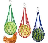 Touosy 3 Piezas Premium Comedero Gallinas Colgantes, Red Colgante Duradera para Verduras, Juguetes para Gallineros para Ponederos para Gallinas, Ideal para Actividad de Picoteo, Compatible con Patos