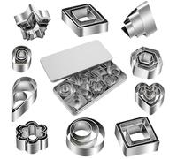 Touosy 30 Piezas Cortadores de Galletas Acero Inoxidable, Moldes Galletas Formas Geométricas, Mini Moldes Reposteria Con Caja de Almacenamiento Adecuado para DIY Galleta Bizcochos y Dulces Caseros