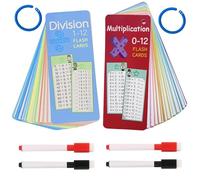 Touosy 30 Piezas Tablas de Multiplicar para Niños Juegos Educativos con 2 Marcadores de Borrado en Seco para Regalo el Aula la Educación en Casa y la Vuelta al Cole (Multiplicación y División)