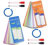 Touosy 30 Piezas Tablas de Multiplicar para Niños Juegos Educativos con 2 Marcadores de Borrado en Seco para Regalo el Aula la Educación en Casa y la Vuelta al Cole (Suma y Resta)