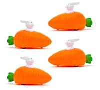 Touosy 4 Piezas Conejitos de páscua Juego de Coches, Compacto y Ligero Forma Conejo y Zanahoria Coche Juguete Regalos Pascua Carrera con Corredor Retroceso Juguete Coche Retráctil para Niños Niñas