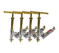 Touosy 4 Piezas Skate Dedos, Mini Patinete Finger Scooter, Fingerboard Juguetes Mini Diapasón Monopatines Niños Ligero para Niños Favores Bodas Rellenos Fotografía (Dorado)
