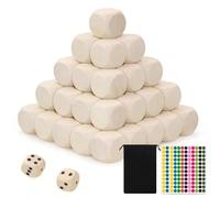 Touosy 60 Piezas Madera Manualidades, Esquinas Redondas Cubos de Madera, Sin Pintar Dados Poker con Incluida Bolsa Cordón y Adhesivo de Puntos Colorados para DIY Proyectos Creativos (20 MM)