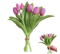 Touosy 7 Piezas Flores Artificiales Decoracion Tulipanes Flores Secas Ramo Planta Artificial Tulipanes Artificiales para Mesa Fiestas Ramos Bodas Hogares Oficinas Hoteles DIY (Morado Claro)