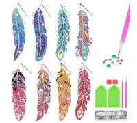 Touosy 8 Piezas Diamond Painting Niños Patrón de Plumas, 5D Diamond Painting Marcadores Creativos, Manualidades Niños Adecuado Como Regalo de Cumpleaños Tanto para Hombres Como para Mujeres (B)