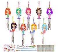 Touosy 9 Piezas Manualidades Niños Campanas de Viento Animales del Océano, Juegos Manualidades DIY Madera para Pintar, Kit Creativas Carrillones Viento Exterior para Niños y Niñas Regalos Cumpleaños