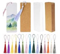 Touosy 90 Piezas 14 x 4,9 CM Marcapaginas Papel Marcapaginas Personalizado Punto de Libro con Agujero Borlas para Manualidades Artículos Bricolaje y Decoración (Blanco + Marrón)