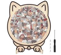 Touosy Puzzle Madera Colores Coloridos Puzzle Madera Adultos Rompecabezas Irregular Rompecabezas en Forma de Gato Divertido y Creativo Gatito Animales para Decoración Casa y Estanterías