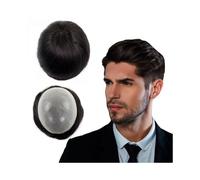 Toupee de repuesto de cabello humano para hombres, sistema de reposición de cabello 0,02-0,04 mm, piel sintética ultrafina, sistemas de prótesis de cabello para hombre