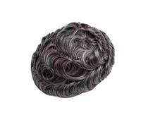 Toupee for Men Human Hair Wigs Ultra Thin PU Base | 1B40# Color, peso ligero, línea de pelo invisible, 0,02 - 0,03 mm, poliuretano, onda de 30 mm (6 x 9 pulgadas)