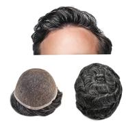 Toupee for Men Sistema de reemplazo de cabello humano Mens French Toupee Piece Piece Wigs Natural Wigs 6 """" X9 """" #1B20 OFF Negro/Natural Negro%