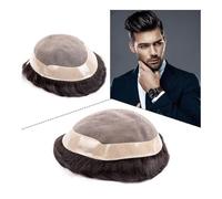 Toupee para Hombres Peluca de cabello humano for hombre, peluquín fino con parte superior de PU alrededor del cabello, prótesis de cabello masculino de 6 pulgadas, unidad de reemplazo de cabello Remy