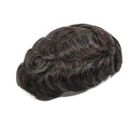 Toupee para Hombres Peluca de cabello humano natural con cabello gris for hombre, prótesis capilar for hombre, pelucas de cabello humano indio de PU con encaje suizo for hombres Pelucas para Hombres(2