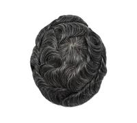 Toupee para Hombres Peluca de cabello humano natural con cabello gris for hombre, prótesis capilar for hombre, pelucas de cabello humano indio de PU con encaje suizo for hombres Pelucas para Hombres(1