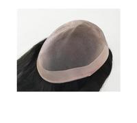 Toupee para Hombres Peluquín de cabello humano de 16 pulgadas de largo for hombres, peluquín de piel de poliéster fino y transpirable alrededor de la parte superior, sistema de reemplazo de cabello eu