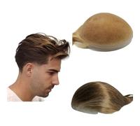 Toupee para hombres postizos de encaje suizo suave, 10 x 8 pulgadas, sistema de reemplazo de cabello humano para hombres, prótesis de pelo, parches para el cabello, implante para hombres (#4/27/613)