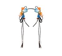 Toupee para niños, trenzado, diadema de estilo antiguo, flor, accesorio de pelo largo, peluca trenzada para cosplay