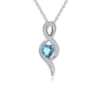 TOUPOP Collar con colgante de infinito de plata de ley 925 para mujer, aniversario, cumpleaños, Navidad, regalo para esposa, madre e hija, talla única, Plata esterlina, Circonia cúbica