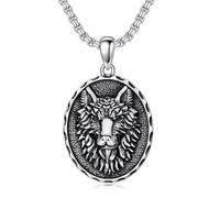 TOUPOP Collar de lobo de plata de ley 925 con colgante de lobo, regalo para hombres, padres, amantes, Navidad, aniversario, cumpleaños, 0.86'' * 0.86'', Plata esterlina, Circonia cúbica