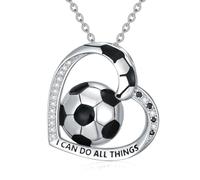 TOUPOP Collar de plata de ley 925 para mujer, diseño de voleibol, sóftbol, béisbol, joyería deportiva, regalos inspiradores para hijas fanáticos del deporte, grabado "I CAN DO ALL THINGS", talla única