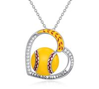 TOUPOP Collar de plata de ley 925 para mujer, diseño de voleibol, sóftbol, béisbol, joyería deportiva, regalos inspiradores para hijas fanáticos del deporte, grabado "I CAN DO ALL THINGS", talla única
