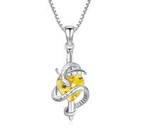 TOUPOP Collar de serpiente y espada de plata de ley 925 con piedra natal para mujeres y niñas, aniversario, Navidad, cumpleaños, regalos para su esposa, novia, madre e hija, talla única, Plata