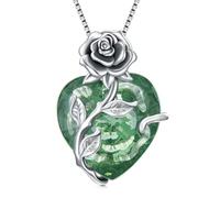 TOUPOP Halskette Damen Silber 925 Rosen Kette mit Geburtsstein Herz Anhänger Schmuck Geschenke für Frauen Sie Freundin Ehefrau Mama zum Geburtstag Hochzeitstag Jahrestag, talla única, Plata esterlina