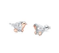 TOUPOP Pendientes de petirrojo de plata de ley 925, bonitos aretes de tuerca con diseño de pájaro pequeño, regalos de joyería de cumpleaños para mujeres y niñas, One Size, Plata de ley, Sin piedra