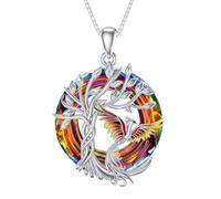 TOUPOP Phoenix - Collar de plata de ley 925 con colgante de cristal de Fénix Rising Jewellery para mujer, regalo de Navidad, aniversario, cumpleaños para ella, talla única, Plata esterlina, Cristal