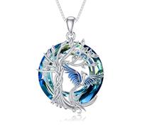 TOUPOP Phoenix - Collar de plata de ley 925 con colgante de cristal de Fénix Rising Jewellery para mujer, regalo de Navidad, aniversario, cumpleaños para ella, talla única, Plata esterlina, Cristal