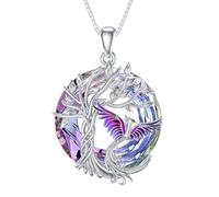 TOUPOP Phoenix - Collar de plata de ley 925 con colgante de cristal de Fénix Rising Jewellery para mujer, regalo de Navidad, aniversario, cumpleaños para ella, talla única, Plata esterlina, Cristal