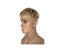 Touppe corto for hombres, cabello humano, peluca de for, tupé encaje suizo con postizos PU, Color Omber 60# Peluquín para hombre