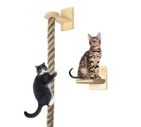 Tour de actividad del gatito - Escalera de cuerda de madera natural Scratter de pared de compañía, plataforma de salto, siesta cómoda | Escalera de cuerda de madera natural reforzada para ejercicio de