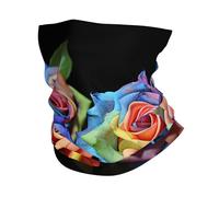 Tour de cou à motif roses multicolores sur fond noir, protection UV, masque rafraîchissant pour homme et femme, coupe-vent, bandana respirant, idéal pour les sports de plein air comme le ski, la rando