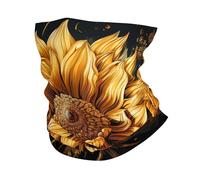 Tour de cou tournesol sur fond noir, protection UV, masque rafraîchissant pour homme et femme, coupe-vent, écharpe, bandana respirant, idéal pour les sports de plein air comme le ski, la randonnée et
