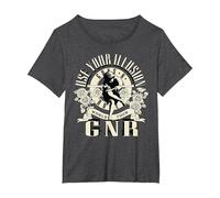 Tour Mundial Oficial de Guns N' Roses Illusion Camiseta, Mujer Tallas Grandes, Jaspeado Oscuro, 1XL Grande