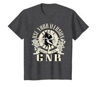 Tour Mundial Oficial de Guns N' Roses Illusion Camiseta, Niños, Jaspeado Oscuro, 4 años
