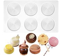 Tourbillon - Molde redondo de silicona circular para tarta de queso, mousse, galletas, chocolate, piruletas de arco iris, glaseado, capa, pastel, disco de 6 cavidades de diámetro de 7,6 cm
