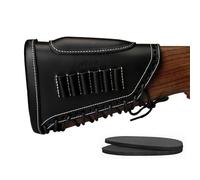 TOURBN-Culata de Rifle de Cuero auténtico, Almohadilla de Retroceso para reposa mejillas, Bolsa con Soporte para munición de 6 Rondas (Negro)