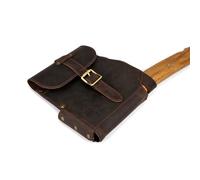 Tourbn TOURBON - Funda de piel auténtica para cabeza de hacha con trabilla para cinturón, funda protectora grande