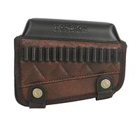 TOURBON Almohadilla de descanso para mejillas con soporte para carcasa de rifle .22, cubierta táctica para pistola, 14 bolsas redondas para municiones, accesorios de caza y tiro (derecha, marrón)
