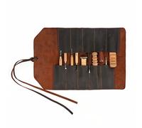 TOURBON - Bolsa de herramientas de cuero con 10 bolsillos, para carpintería, tallado, bricolaje, herramientas de mano, bolsa organizadora de almacenamiento