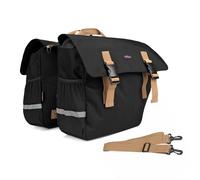 TOURBON - Bolsa de la compra trasera de nailon para bicicleta, doble alforja, con correa para el hombro, asiento de ciclismo