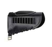 TOURBON - Bolsa de munición de cuero vacuno ajustable para rifle, almohadilla de retroceso, soporte para cartuchos de rifle