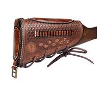 TOURBON Bolsa de munición para Culata de Rifle de Cuero de Vaca con reposacabezas Ajustable para Cartuchos de Calibre .22 LR